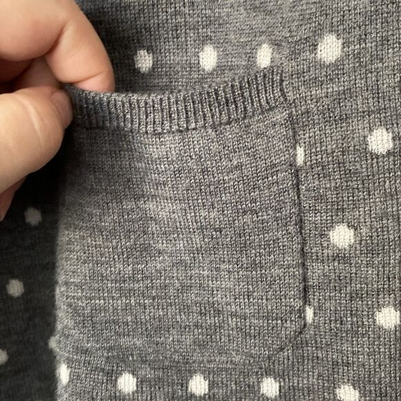 Loft Wool Blend Gray Crew Neck Polka dot Sweater Size Large - Picture 8 of 12